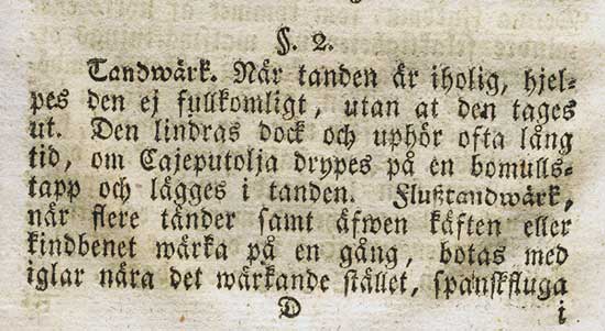 Råd vid tandvärk, 1797 - del 1